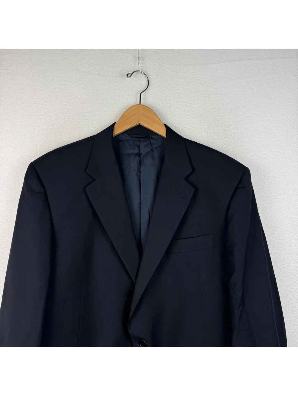 Vintage Neiman Marcus Dark Navy Blue Wool Blazer Suit Coat Made USA Mens 44R